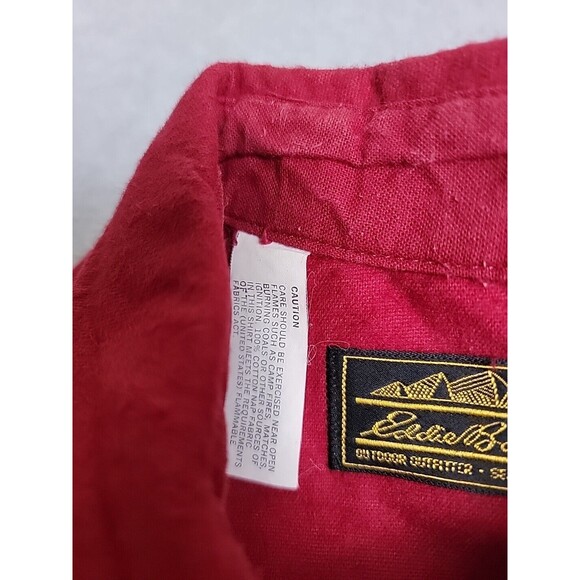VTG Eddie Bauer Chamois Shirt Mens XL Red Flannel Cotton Heavy Outdoor 90s ISA - Picture 3 of 14